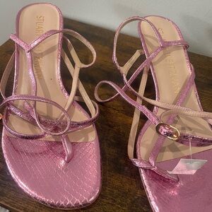 Stuart Weitzman Metallic Pink Strappy Sandals